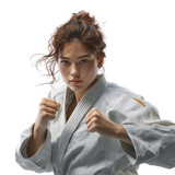 Martial arts athlete in action dojo setting dynamic pose intense focus sports photography