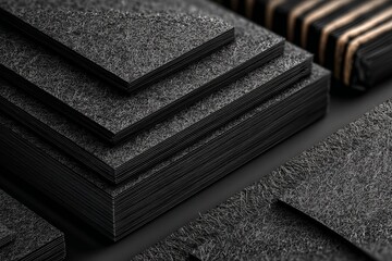 Poster - Crafting materials arranged in layers showcasing texture and color variations for creative projects