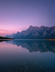 Poster - Majestic Mountain Range Reflected in Calm Lake at Dusk, Inspiring Serenity and Outdoor Adventure for Travel and Tourism Campaigns : Generative AI