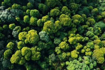 Poster - Aerial View of Lush Green Forest Canopy, Representing Environmental Conservation and Sustainable Development Initiatives : Generative AI