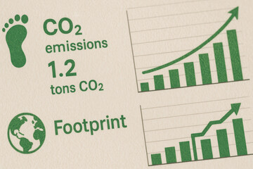 Poster - Carbon Footprint CO2 Emissions and Environmental Impact with Graphs and Infographic Elements