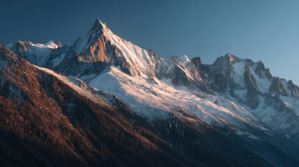 Aufkleber - Snowy Mountain Peaks at Sunrise, Representing Adventure and Outdoor Exploration, Perfect for Travel and Tourism Campaigns : Generative AI