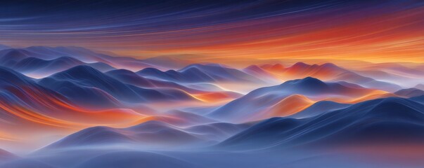 Poster - The combination of dark purple and fiery orange yellow in a glowing abstract color gradient background with grainy texture offers a striking visual element for design projects