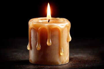 Aufkleber - Beautifully crafted candle burning brightly with wax dripping down its sides in a dark setting