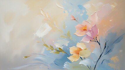 Wall Mural - impressionistic floral painting: pastel blooms in soft hues