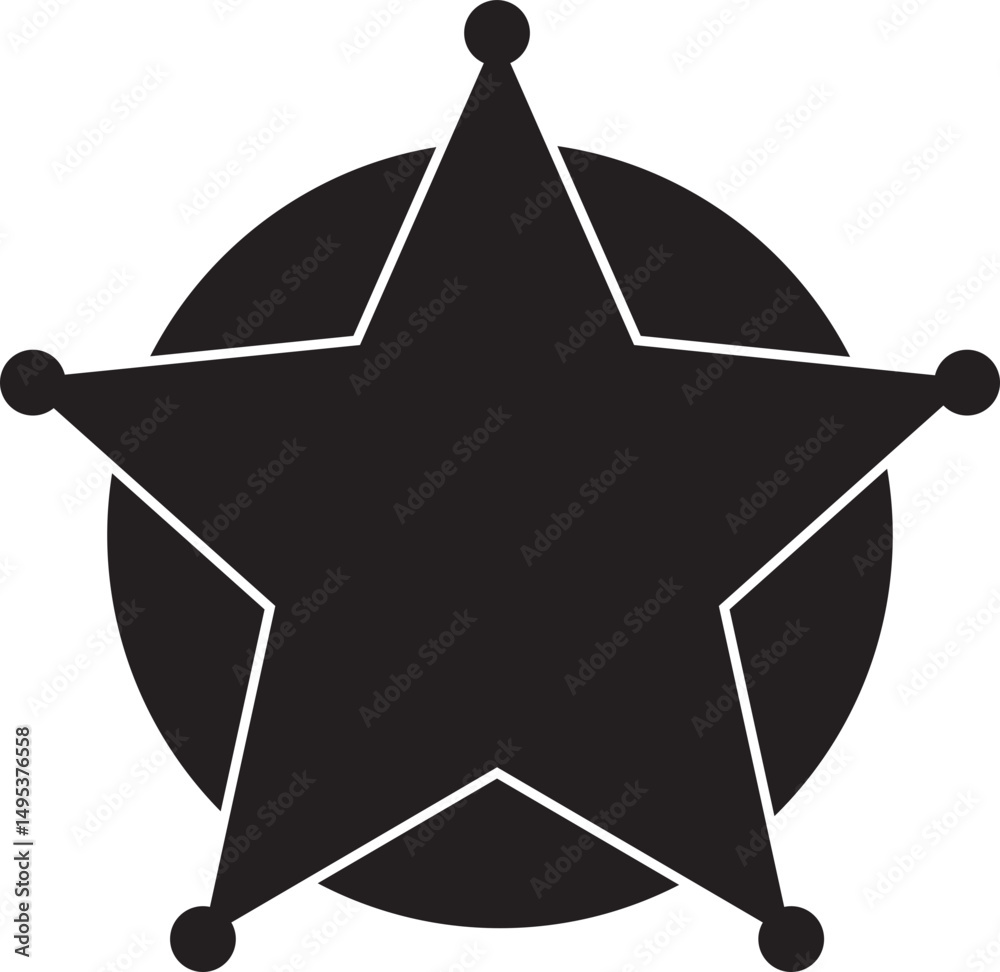 Sheriff star badge flat icon. Security Police symbol isolated on ...