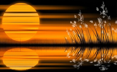 Poster - The Spring Equinox embodies balance, as the night sun reflects upon still water