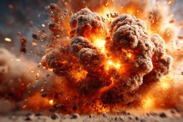 Poster - Explosion creates massive cloud of smoke and debris in open landscape during daylight