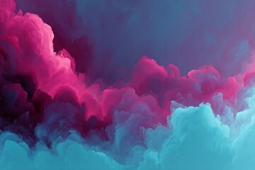Poster - Vibrant clouds with shades of pink and blue swirling together in a dynamic display of color across the sky