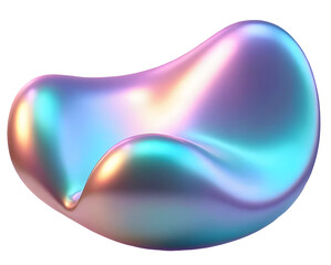 Poster - Iridescent abstract blob with smooth shiny surface and colorful gradient glow