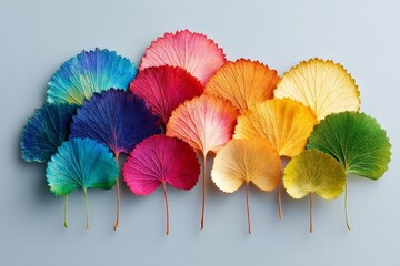 Aufkleber - Colorful display of vibrant leaves arranged artistically on a flat surface showcasing natural beauty