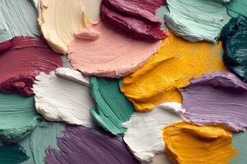 Aufkleber - Colorful mixture of oil paint on canvas showcases vibrant artistic textures and patterns created by brush strokes
