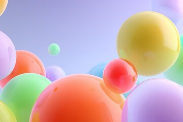 Aufkleber - Colorful translucent spheres floating in a pastel background creating a playful atmosphere in a creative space