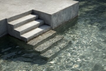 Aufkleber - Clear water steps lead into modern pool design with natural ambiance at sunny outdoor setting