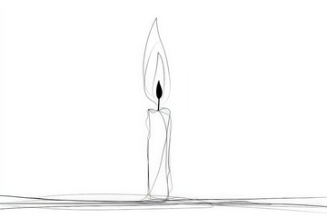 Aufkleber - Candle flame illuminated in a minimalistic black and white line art design capturing a serene moment of light