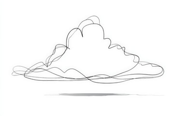 Poster - Abstract representation of a cloud formed with continuous line art creating a modern minimalist design