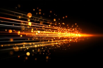 Aufkleber - Dynamic golden light streaks create an abstract art piece on a black background during nighttime