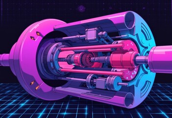 Fototapete - Futuristic engine design showcasing intricate mechanical components