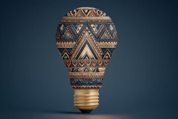 Poster - Unique light bulb design featuring intricate tribal patterns in warm colors on a dark background