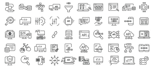 Poster - API technology icons illustrate software integration