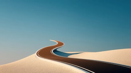 Poster - Road going through desert representing tech-enhanced financial route in digitalized strategic investment planning