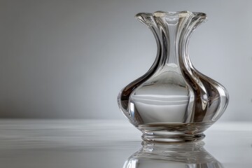 Poster - Elegant glass vase reflecting light on a smooth surface indoors