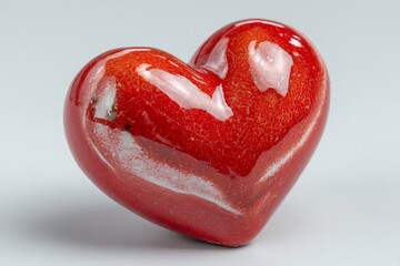 Aufkleber - Red ceramic heart sculpture displayed on a light background showcasing craftsmanship and artistic expression