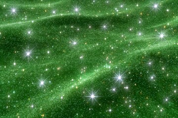 Aufkleber - Vibrant green cosmic landscape with sparkling stars in a celestial scene
