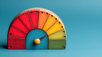 Poster - Colorful wooden toy with vibrant wheel representing playfulness and creativity for children and early learning activities