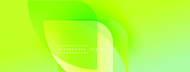 Leinwandbilder - Bright green abstract background. Overlapping shapes create dynamic visual effect. Text reads background design. Simple, modern aesthetic.