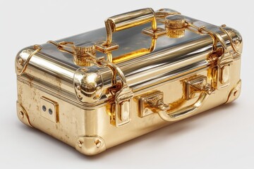 Poster - Luxury gold suitcase designed with shine and elegance for professional travel or high-end storage