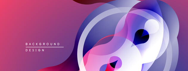 Poster - Abstract fluid shapes, vibrant colors blend. Modern design, smooth gradients create dynamic composition. Purple hues dominate background.