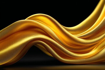 Leinwandbilder - Elegant draped yellow fabric with flowing curves and smooth texture against a dark background