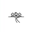 © Teruss - Simple illustration of three houses on a rural road, for use in real estate or community planning