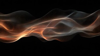 Abstract wave pattern with glowing particles and dynamic light