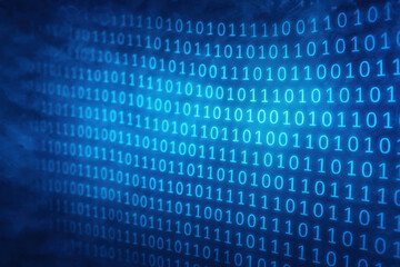 Aufkleber - A blue abstract digital background visualizes data and binary code symbolizing business strategy decision-making and innovation in technology