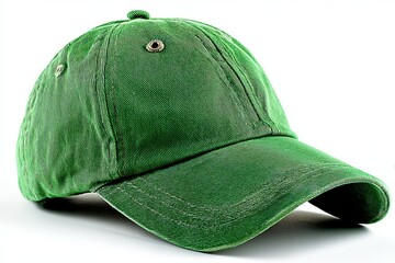 Aufkleber - Green cap displayed on white background highlighting its casual design and comfortable fit for outdoor activities and sports