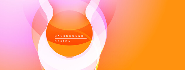 Poster - Abstract orange design. Concentric circles create dynamic visual effect. Gradient colors blend smoothly, offering modern aesthetic.