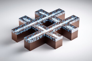 Poster - Creative dessert display featuring unique layered cake design with chocolate and blue embellishments