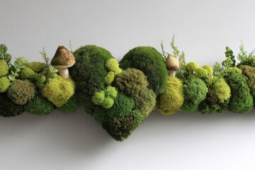 Aufkleber - Moss and succulent wall art creates a natural heart shape decoration in a serene indoor setting