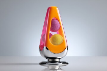 Poster - Colorful lava lamp with vibrant balls glowing in a modern setting during the evening
