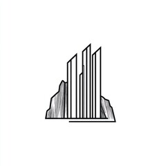 Aufkleber - Abstract illustration of skyscrapers on a rocky outcrop. Potential use Design element, architectural concept