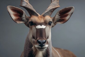 Aufkleber - Close-up of a majestic antelope in a studio setting showcasing intricate facial features and prominent horns