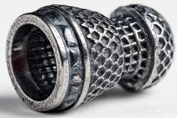 Poster - Detailed close-up of a metallic decorative object showcasing intricate patterns and textures