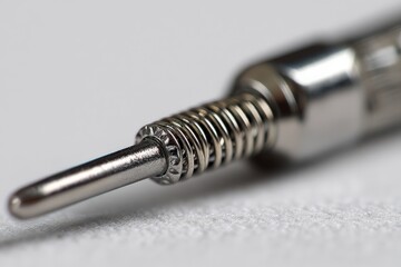 Aufkleber - Close-up view of a metallic pen tip highlighting intricate design and craftsmanship in a minimalistic setting