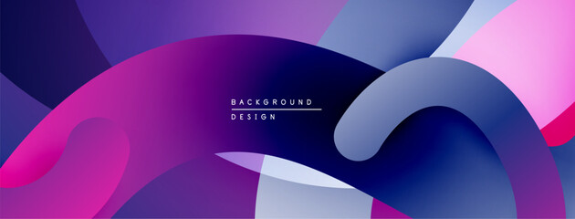 Poster - Abstract fluid shapes, vibrant purple hues dominate design. Smooth gradients create dynamic visual flow. Modern aesthetic.