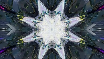 Poster - abstract crystal kaleidoscope geometric star pattern background video in 4k.