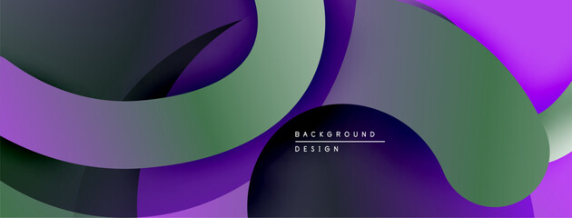 Aufkleber - Abstract flowing shapes, purple, green hues. Modern design, gradient effects, dynamic composition. Minimalist aesthetic.