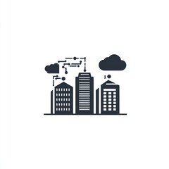 Aufkleber - Smart city network, cloud computing, digital infrastructure, urban development, technology