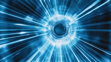 Wall Mural - bright blue light streaks radiate from a central point, creating a dynamic and futuristic effect in 
